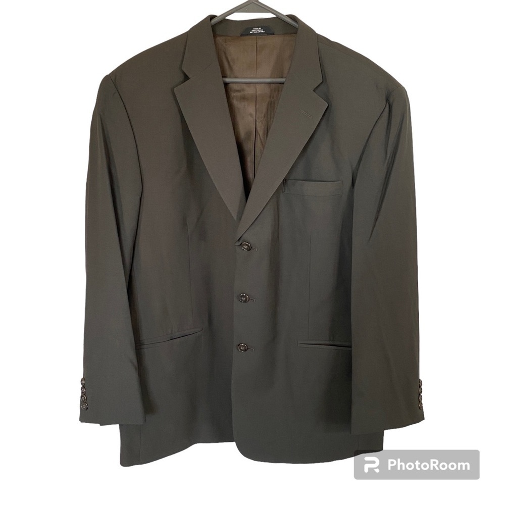 Haggar Black Label suit coat olive green men’s size 44R three buttons